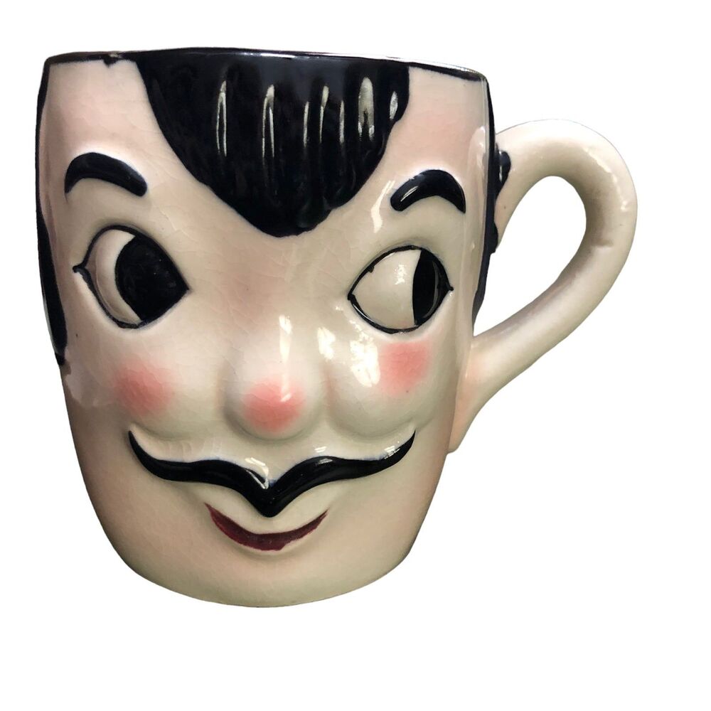 Comical Anthropomorphic Character Mug, VTG Face Cup, Frenchman